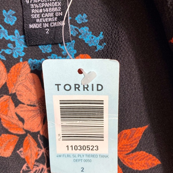 Torrid Black Floral Tiered Tank Top size 2 - Picture 10 of 12